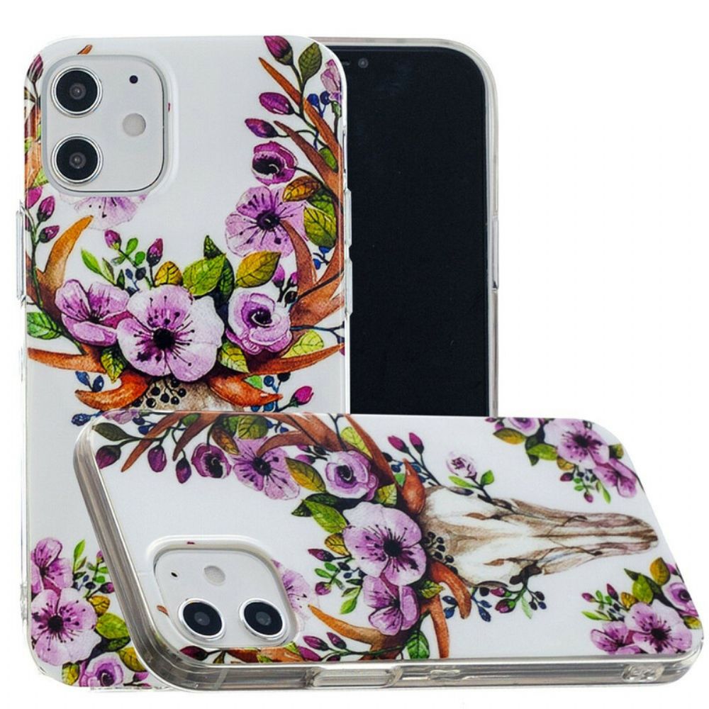 Hoesje voor iPhone 12 Mini Fluorescerende Bloem Eland