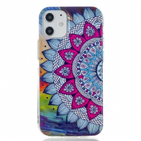 Hoesje voor iPhone 12 Mini Fluorescerende Kleurrijke Mandala