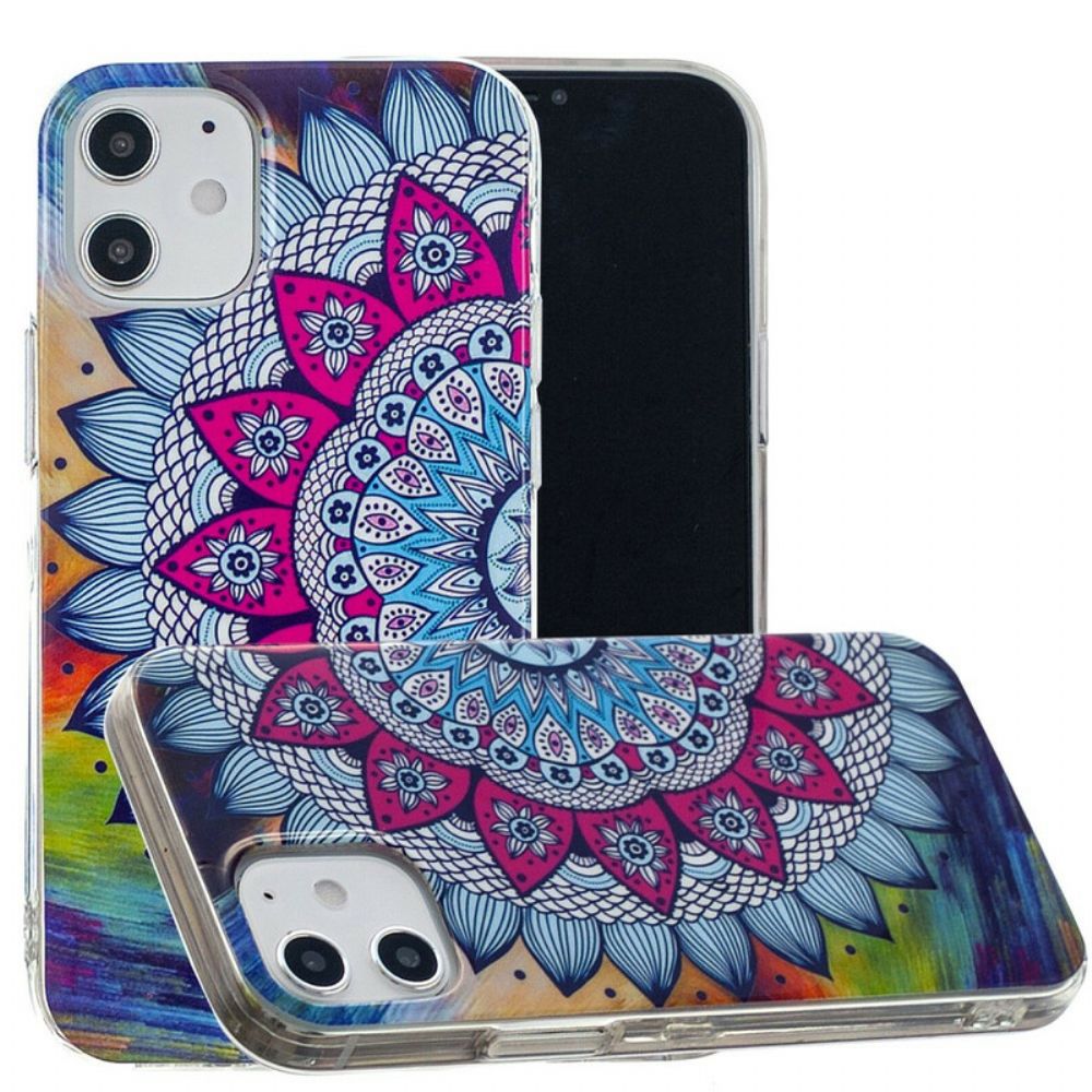 Hoesje voor iPhone 12 Mini Fluorescerende Kleurrijke Mandala