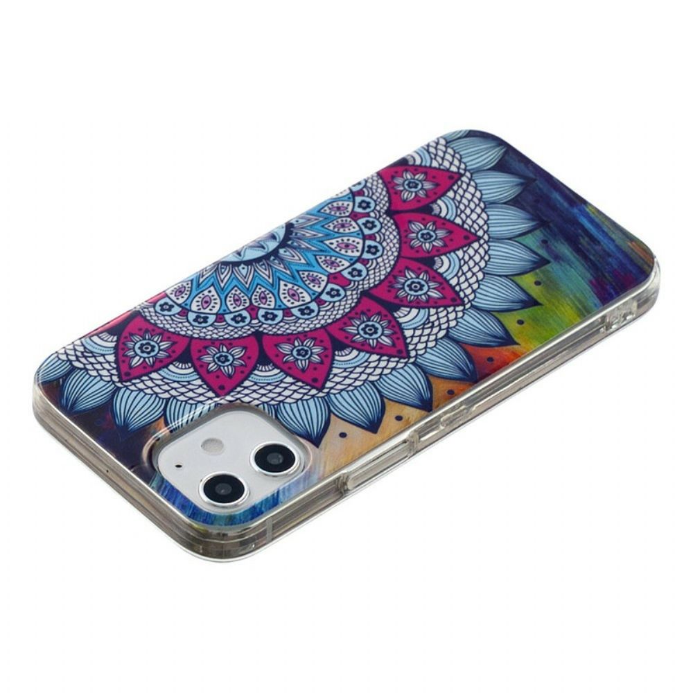 Hoesje voor iPhone 12 Mini Fluorescerende Kleurrijke Mandala