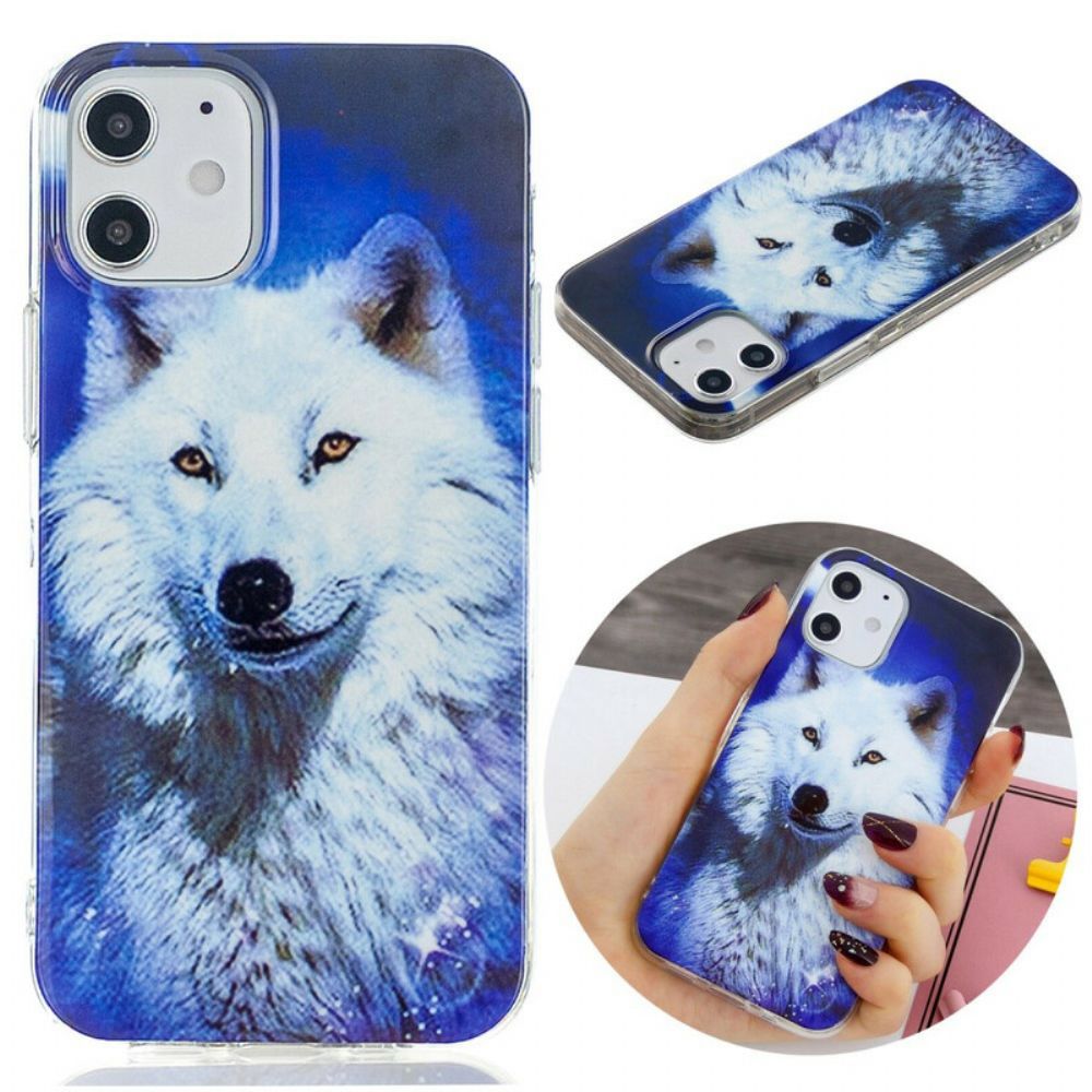 Hoesje voor iPhone 12 Mini Fluorescerende Wolf-serie