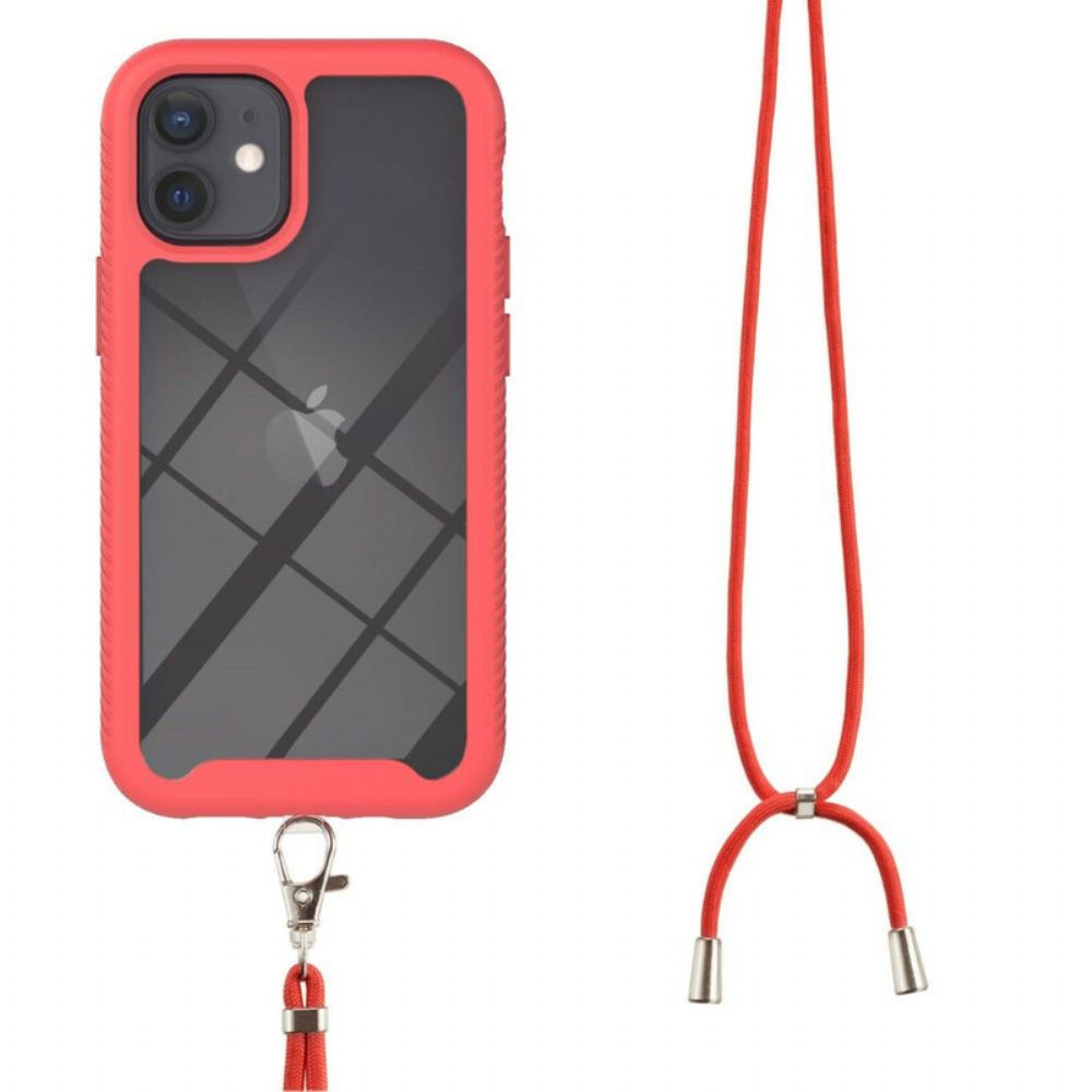 Hoesje voor iPhone 12 Mini Hybride Met Trekkoord En Gekleurde Rand