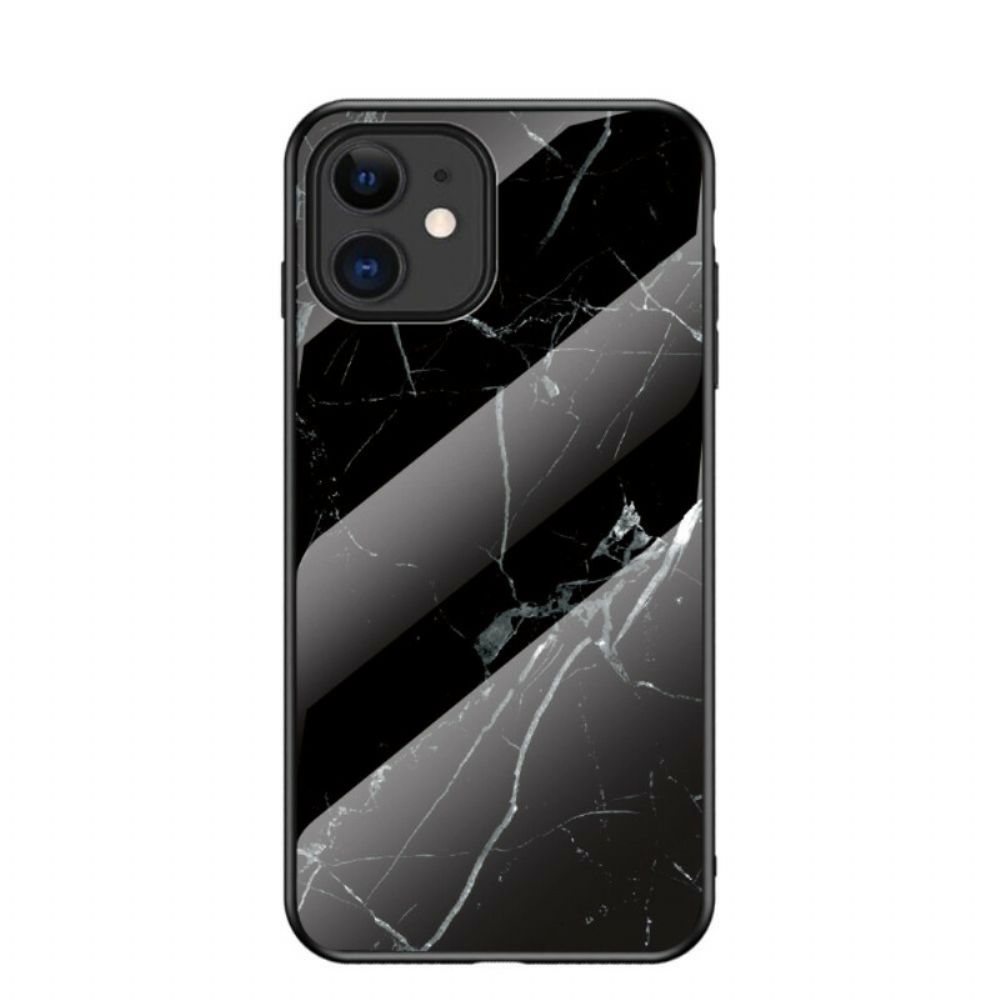 Hoesje voor iPhone 12 Mini Marmer Kleuren Gehard Glas