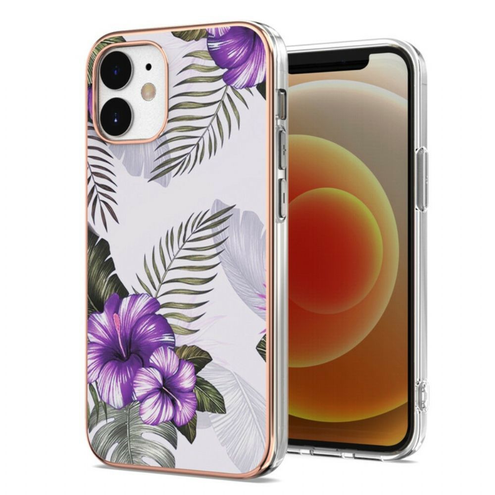 Hoesje voor iPhone 12 Mini Paarse Bloemen