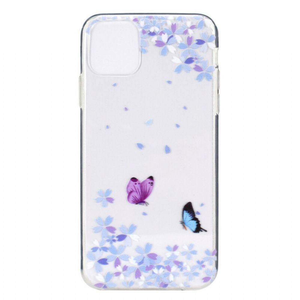 Hoesje voor iPhone 12 Mini Transparante Vlinders En Bloemen