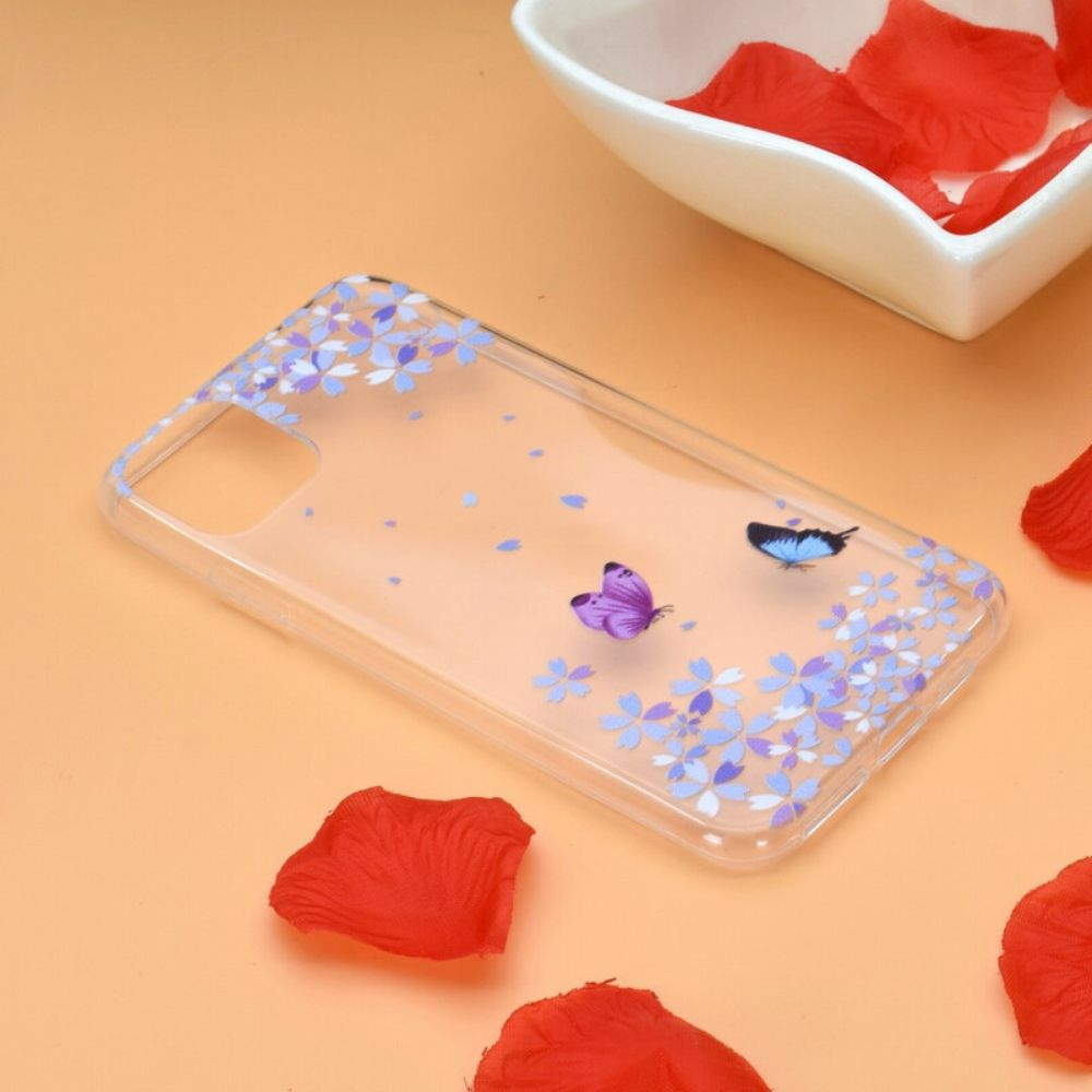 Hoesje voor iPhone 12 Mini Transparante Vlinders En Bloemen