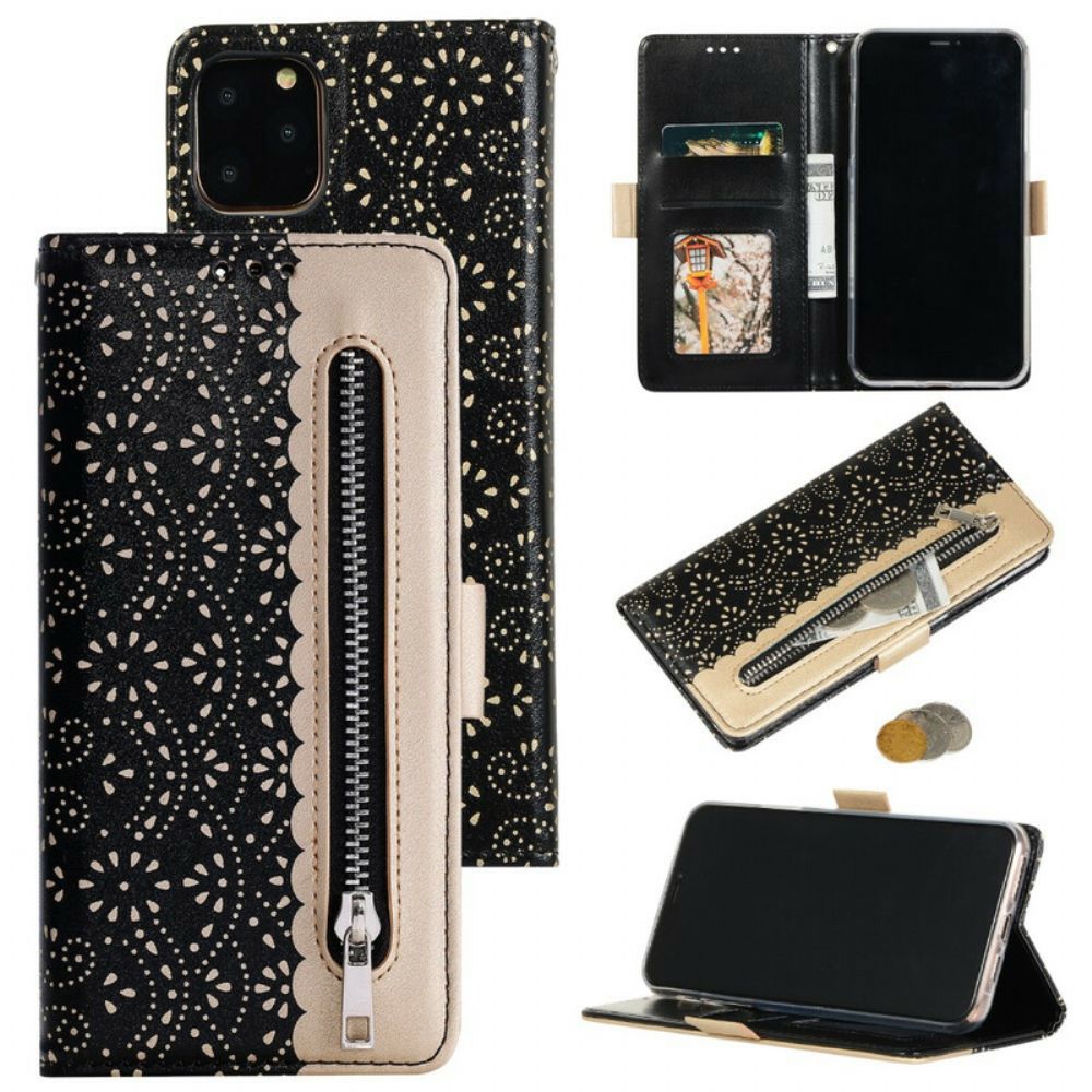 Leren Hoesje voor iPhone 12 Mini Met Ketting Portemonnee Met Veters En Bandjes