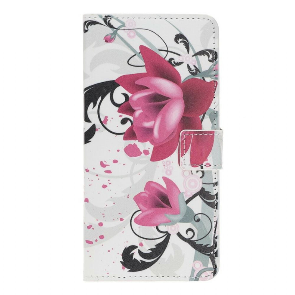 Leren Hoesje voor iPhone 12 Mini Tropische Bloemen