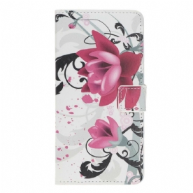 Leren Hoesje voor iPhone 12 Mini Tropische Bloemen