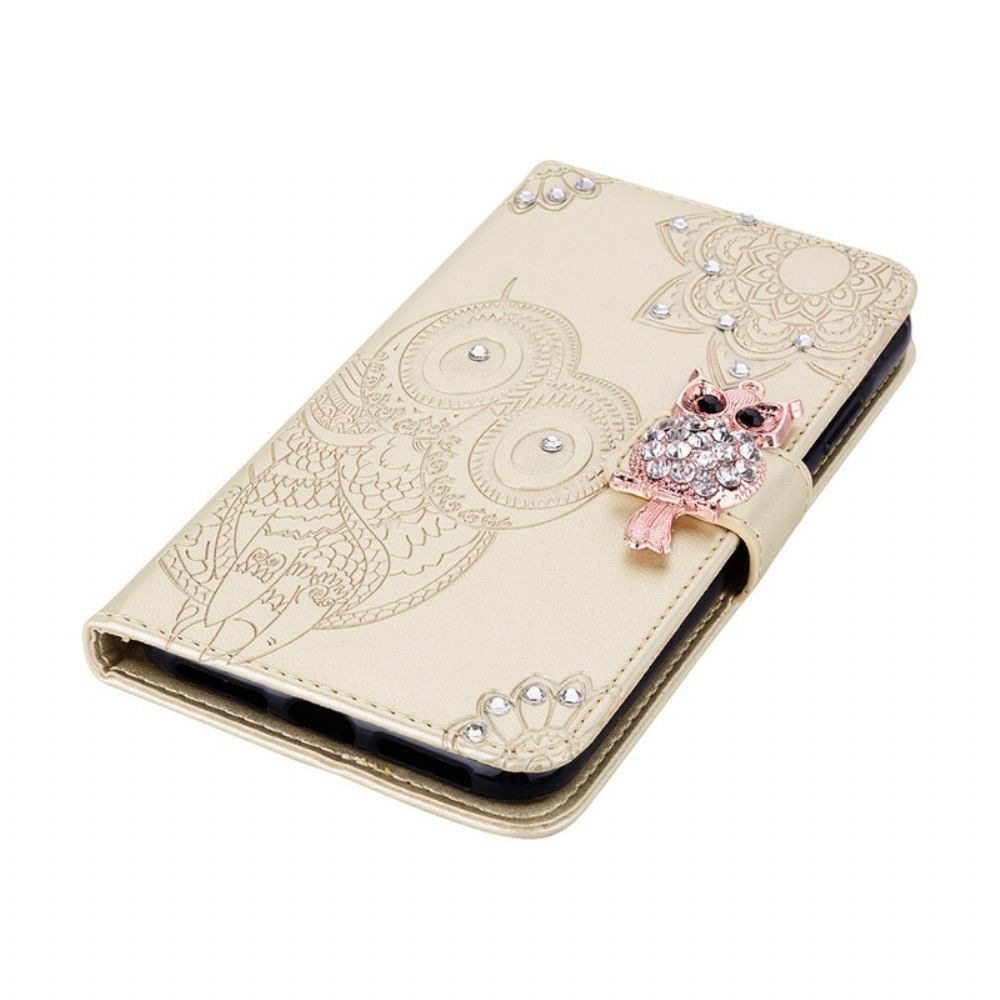 Leren Hoesje voor iPhone 12 Mini Uil Mandala En Charm