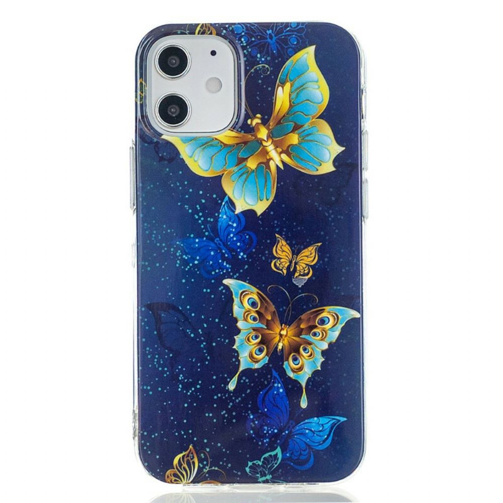 Telefoonhoesje voor iPhone 12 Mini Fluorescerende Vlinderserie