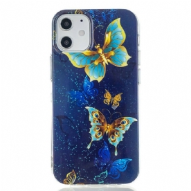 Telefoonhoesje voor iPhone 12 Mini Fluorescerende Vlinderserie