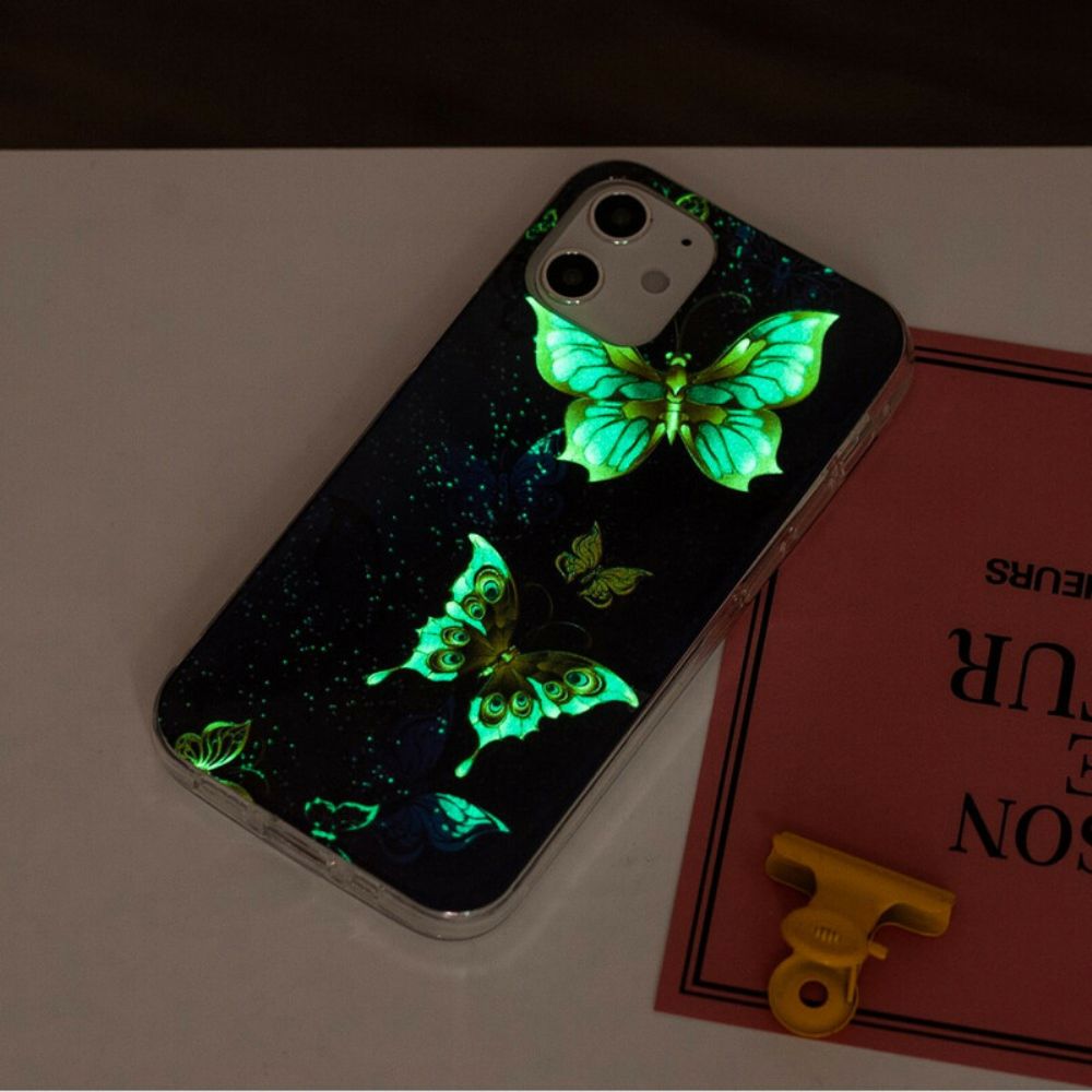 Telefoonhoesje voor iPhone 12 Mini Fluorescerende Vlinderserie