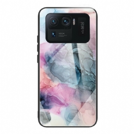 Hoesje voor Xiaomi Mi 11 Ultra Aquarel Marmer Gehard Glas