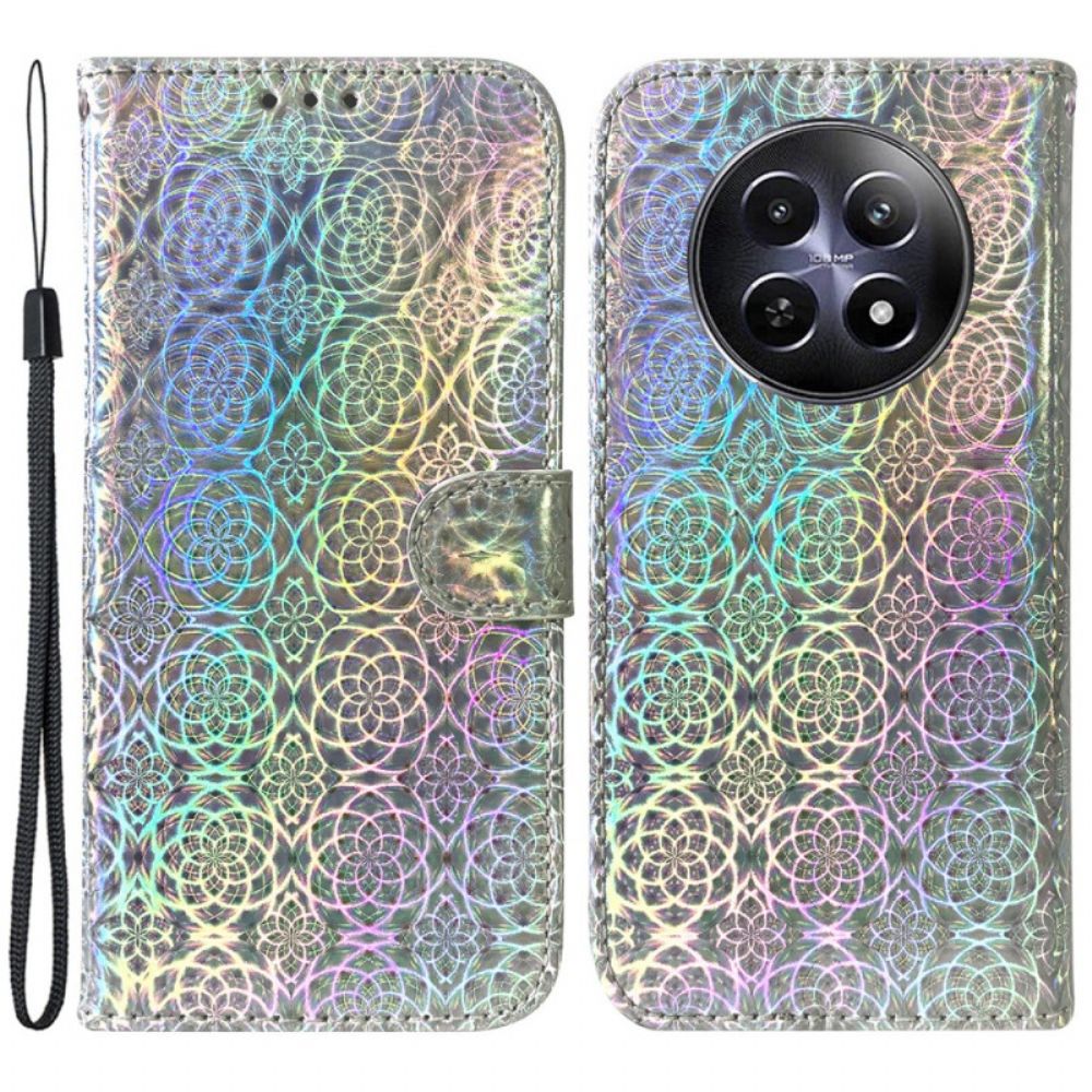 Leren Hoesje Realme 12 / 12x 5g Discostijl Met Bandjes