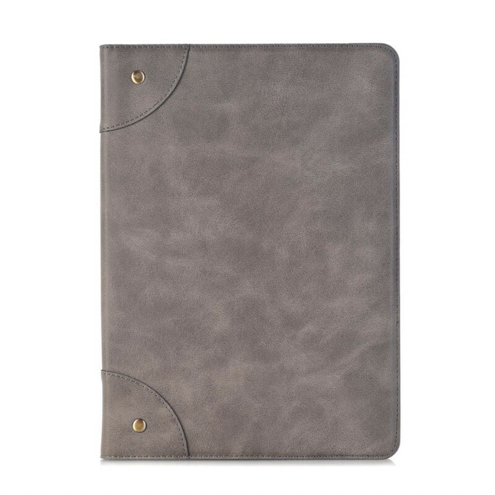 Cover voor iPad 10.2" (2020) (2019) / Air 10.5" / Pro 10.5" Retro Leereffect Met Klinknagels