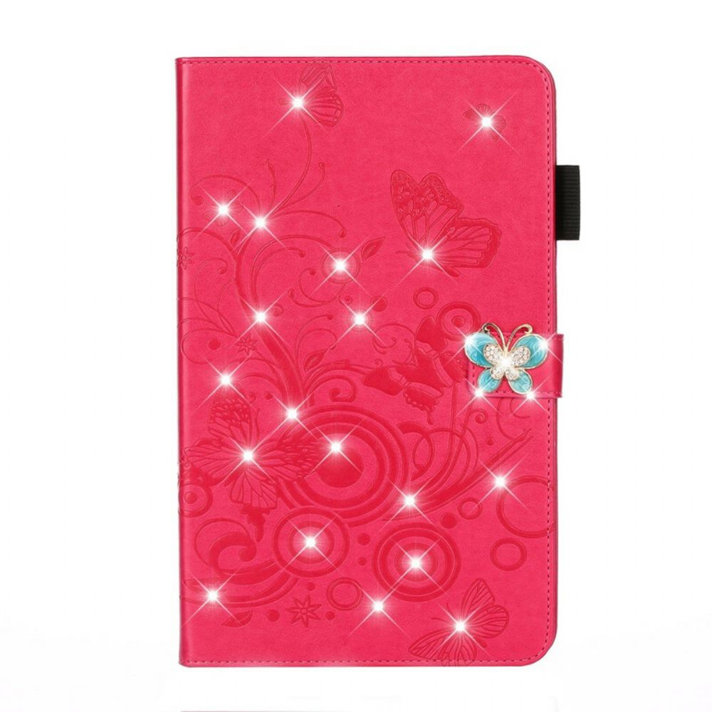 Folio-hoesje voor iPad 10.2" (2020) (2019) / Air 10.5" / Pro 10.5" Diamant Vlinders Leereffect