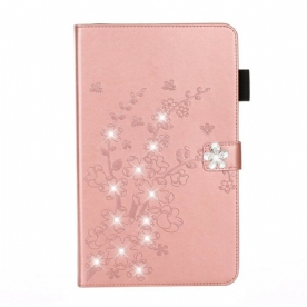 Folio-hoesje voor iPad 10.2" (2020) (2019) / Air 10.5" / Pro 10.5" Gebloemde Diamanten Leereffect