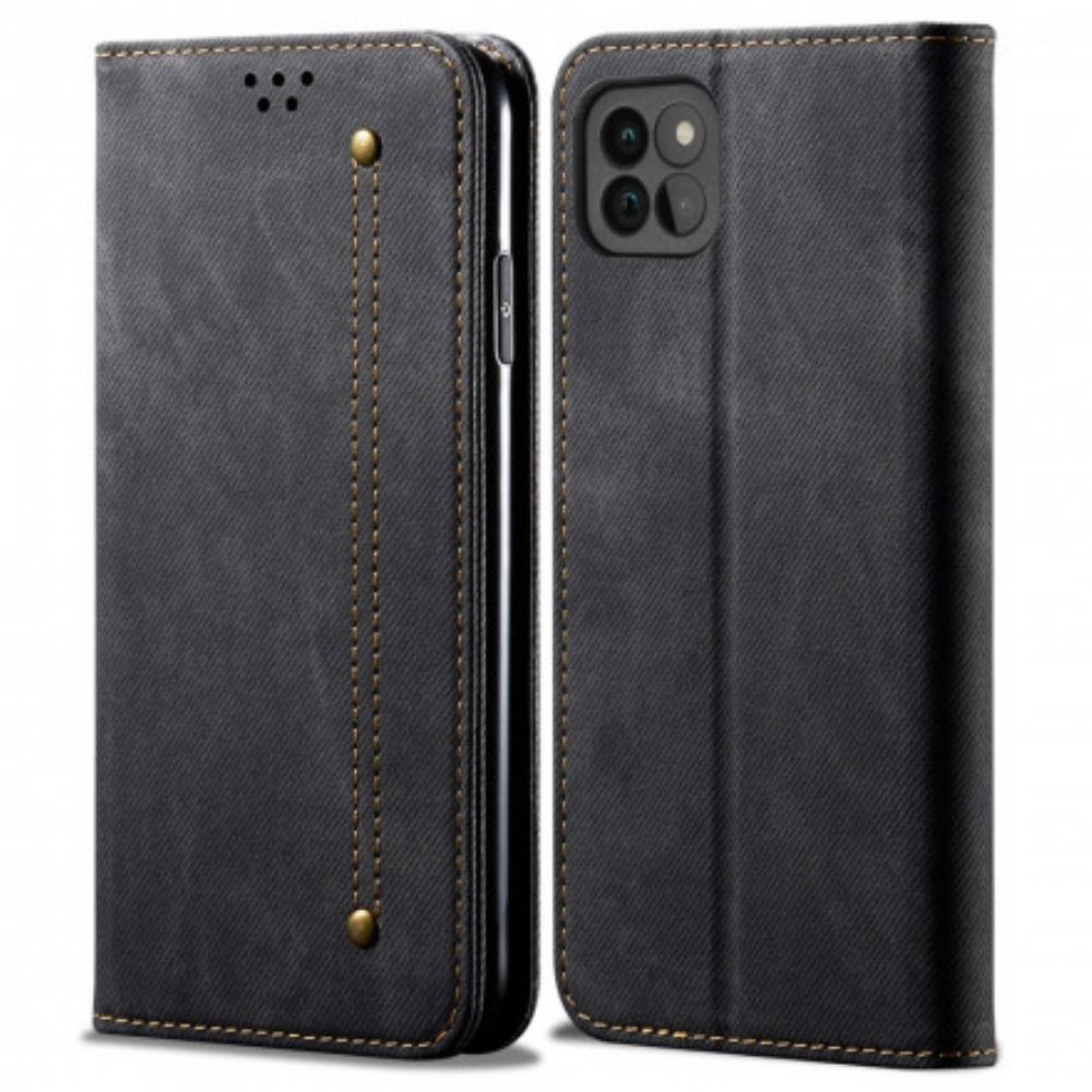 Bescherming Hoesje voor Samsung Galaxy A22 5G Folio-hoesje Denim Stof