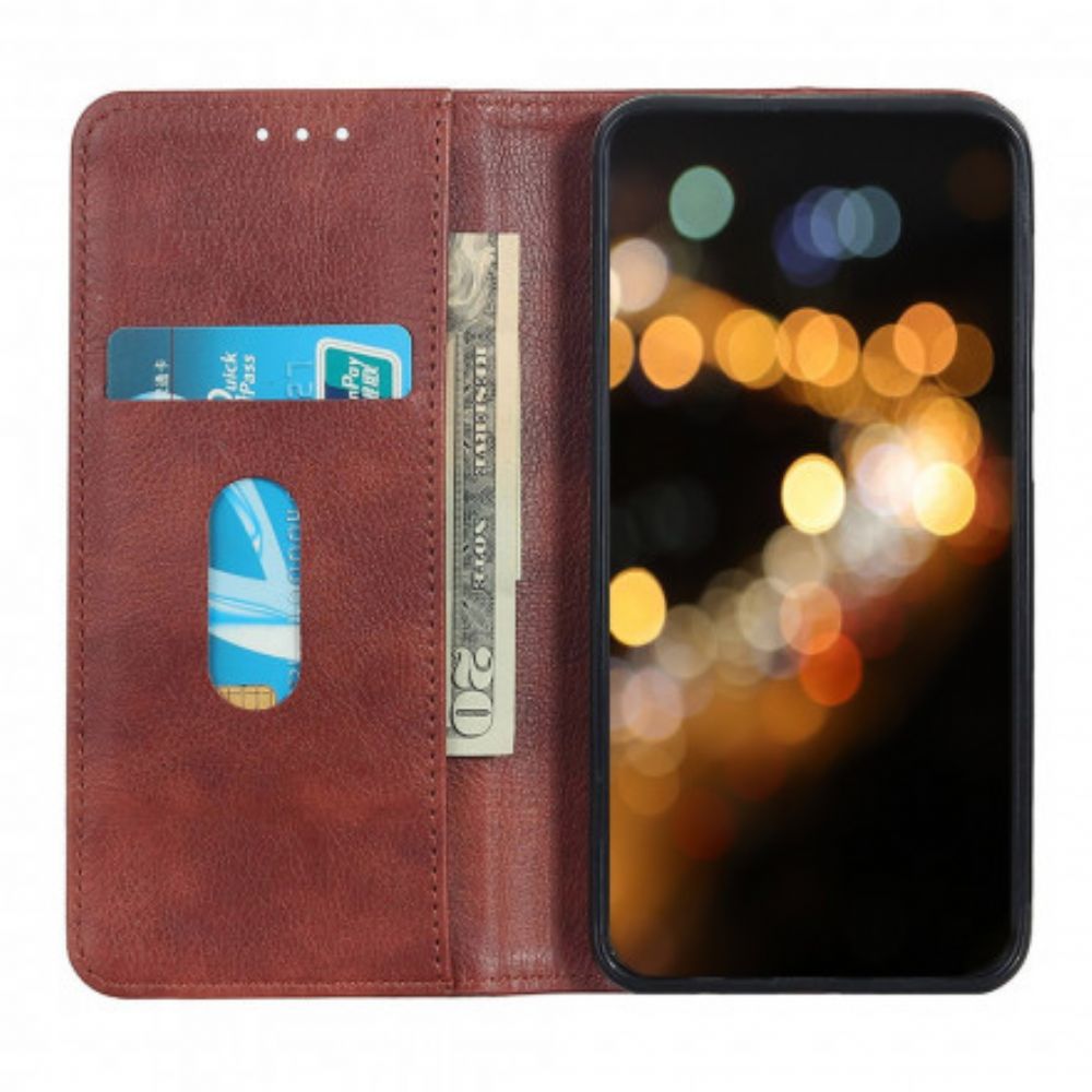 Bescherming Hoesje voor Samsung Galaxy A22 5G Folio-hoesje Elegance Split Litchi Leer