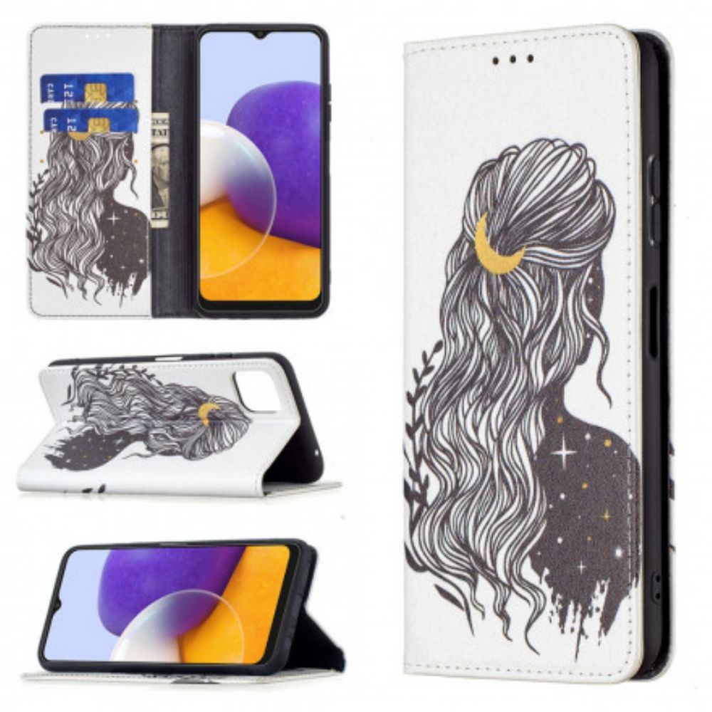 Bescherming Hoesje voor Samsung Galaxy A22 5G Folio-hoesje Mooi Haar