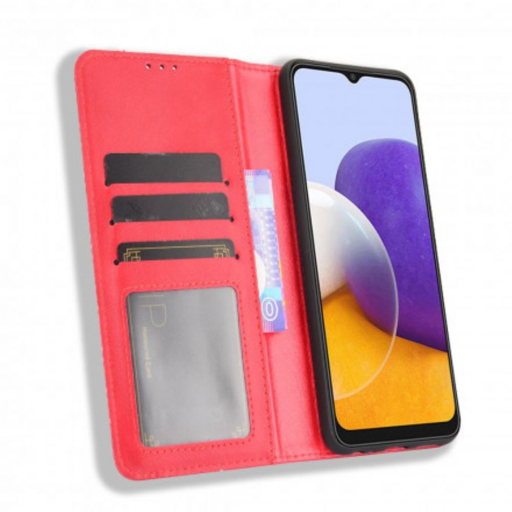 Bescherming Hoesje voor Samsung Galaxy A22 5G Folio-hoesje Vintage Gestileerd Leereffect