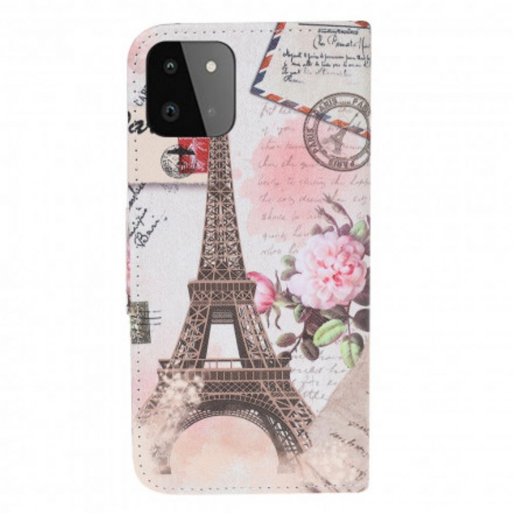 Flip Case voor Samsung Galaxy A22 5G Retro Eiffeltoren