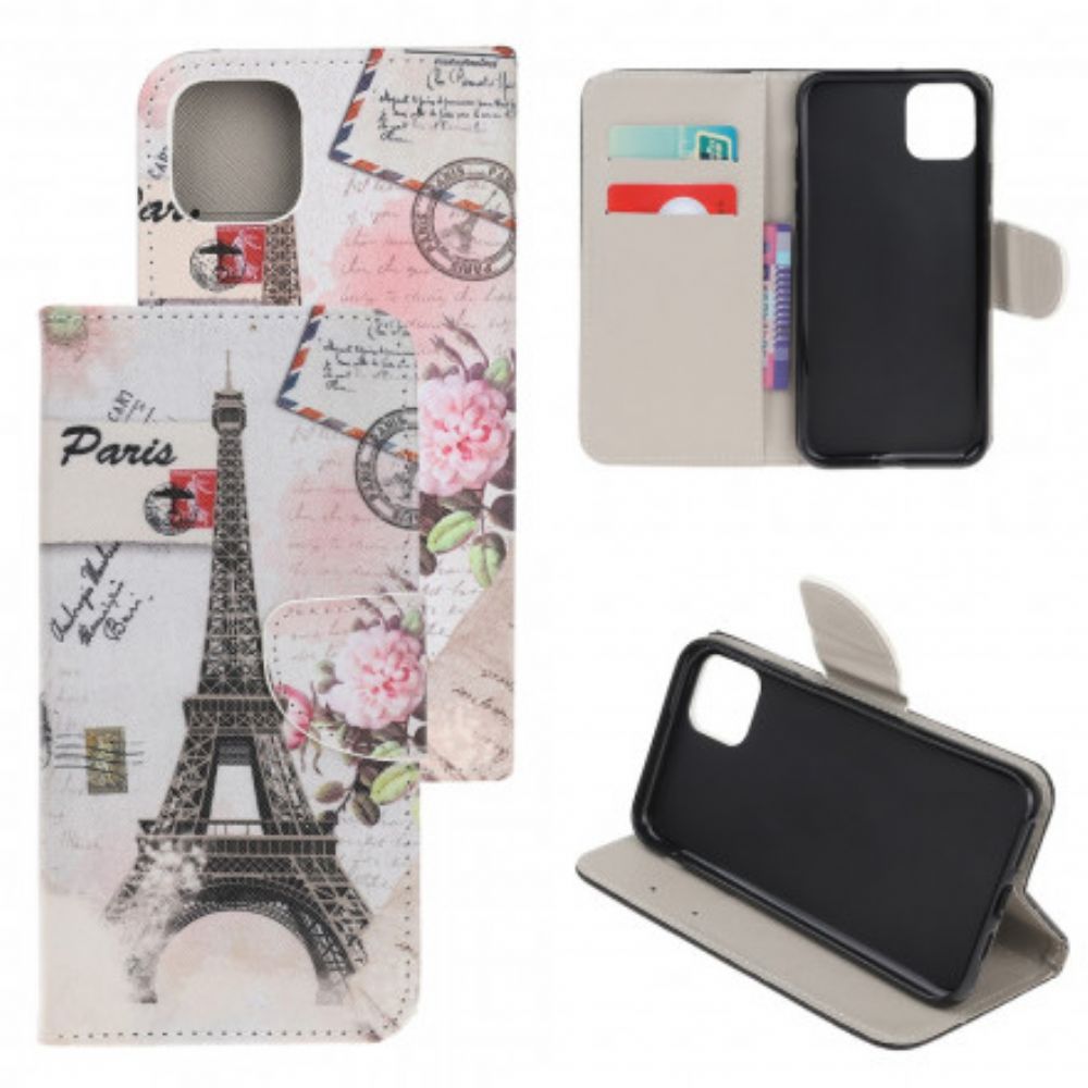 Flip Case voor Samsung Galaxy A22 5G Retro Eiffeltoren