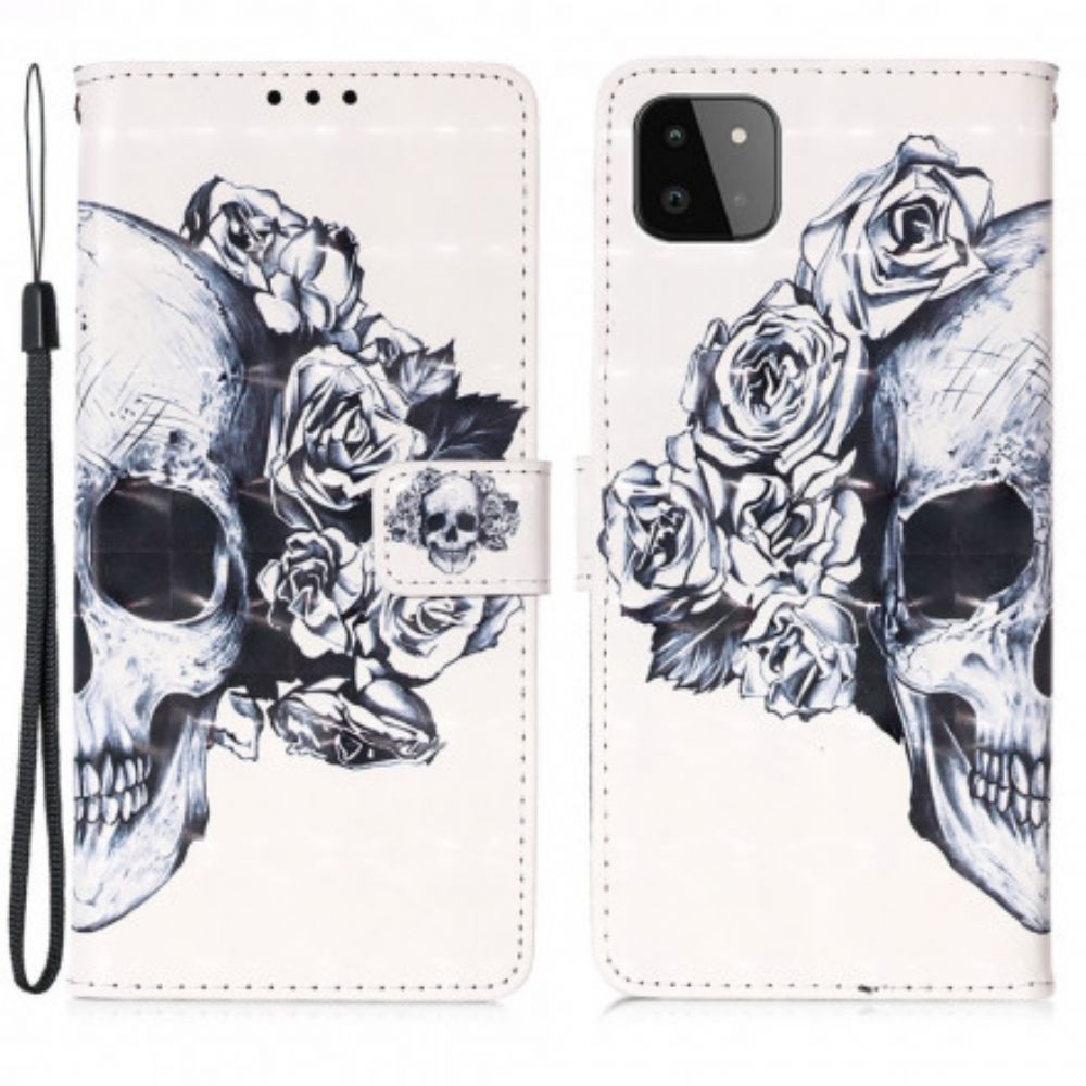 Folio-hoesje voor Samsung Galaxy A22 5G Bloemenschedel