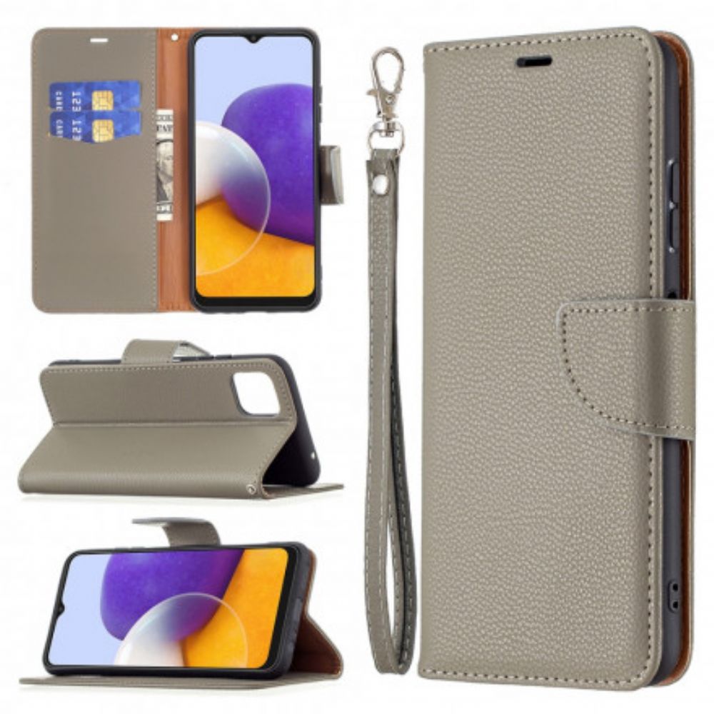 Folio-hoesje voor Samsung Galaxy A22 5G Flip Case Litchi Flap Schuin