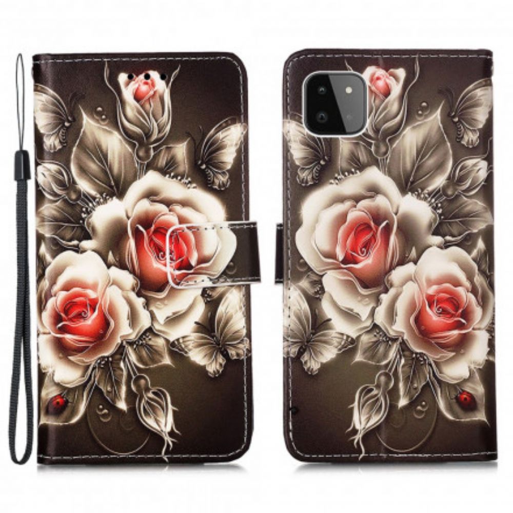 Folio-hoesje voor Samsung Galaxy A22 5G Gouden Rozen