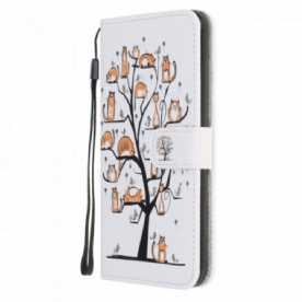 Folio-hoesje voor Samsung Galaxy A22 5G Met Ketting Funky Cats Strappy