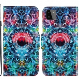 Folio-hoesje voor Samsung Galaxy A22 5G Met Ketting Knipperende Mandala Met Bandjes