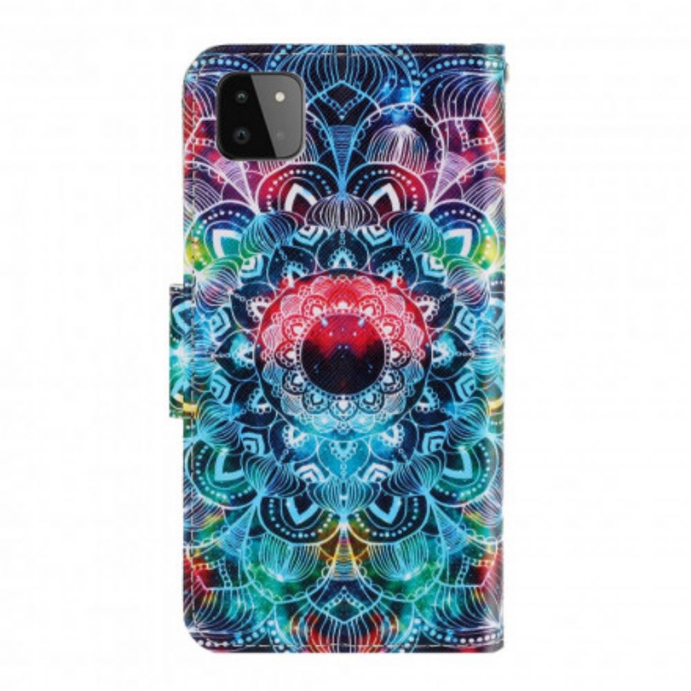 Folio-hoesje voor Samsung Galaxy A22 5G Met Ketting Knipperende Mandala Met Bandjes