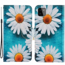 Folio-hoesje voor Samsung Galaxy A22 5G Met Ketting Thong Madeliefjes