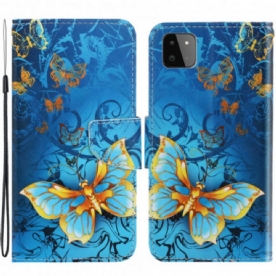 Folio-hoesje voor Samsung Galaxy A22 5G Met Ketting Vlinderriem Variaties