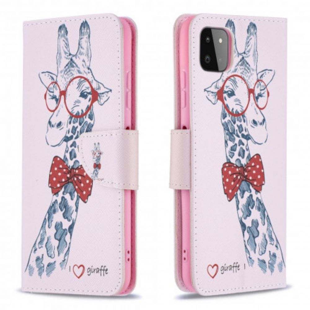 Folio-hoesje voor Samsung Galaxy A22 5G Nerdy Giraf