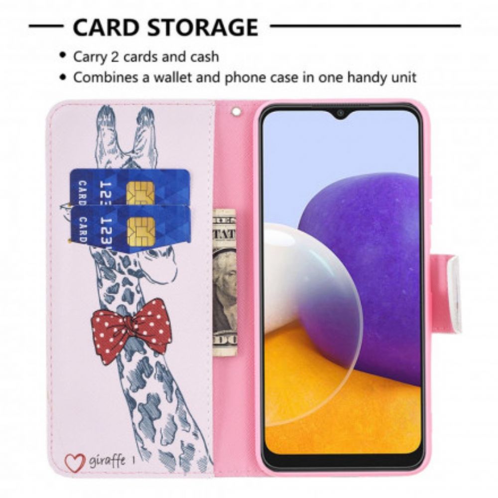 Folio-hoesje voor Samsung Galaxy A22 5G Nerdy Giraf