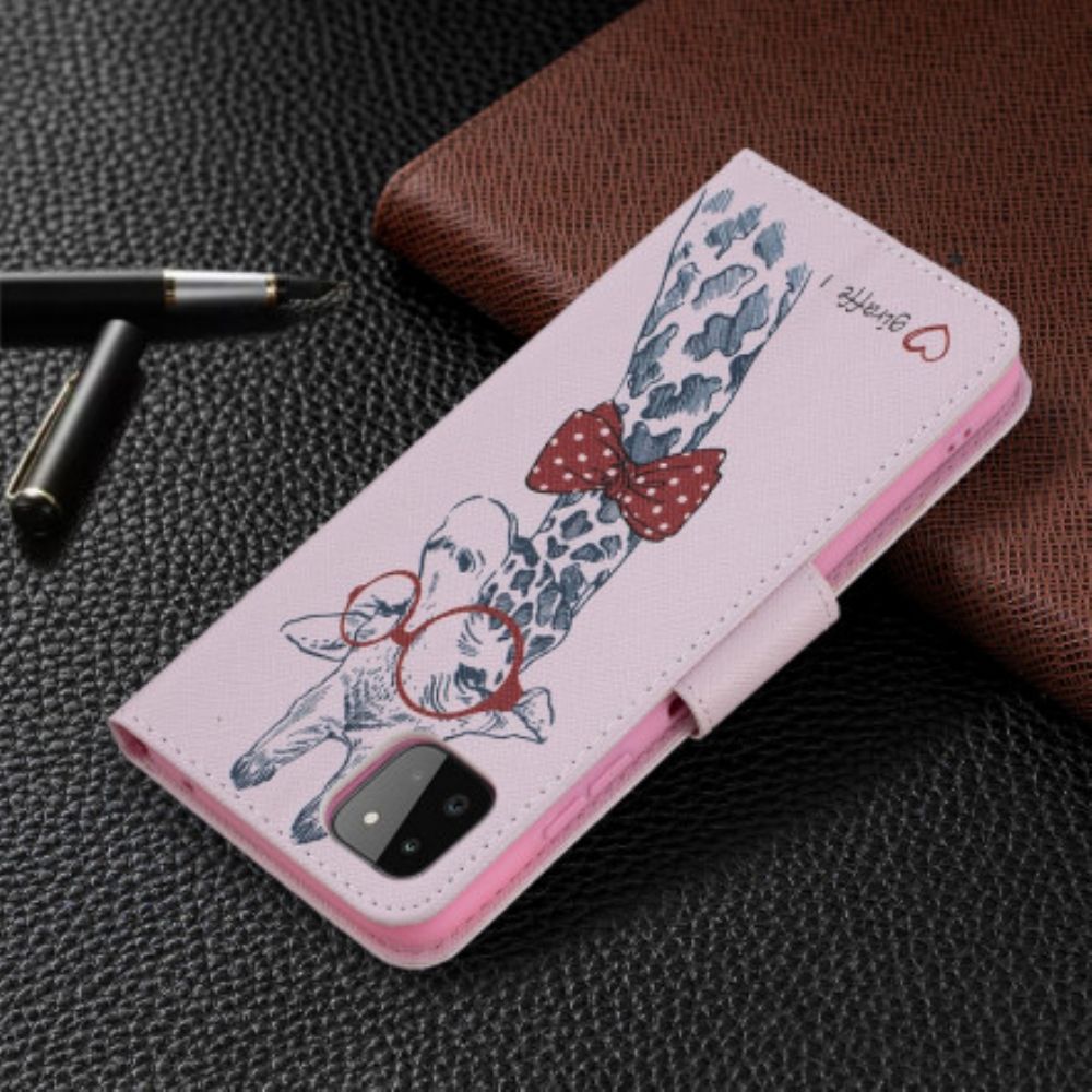 Folio-hoesje voor Samsung Galaxy A22 5G Nerdy Giraf