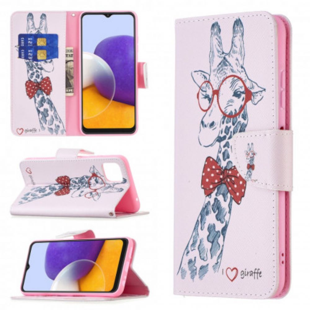 Folio-hoesje voor Samsung Galaxy A22 5G Nerdy Giraf