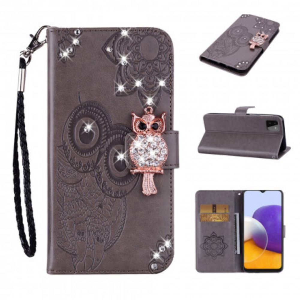 Folio-hoesje voor Samsung Galaxy A22 5G Uil Mandala En Charm