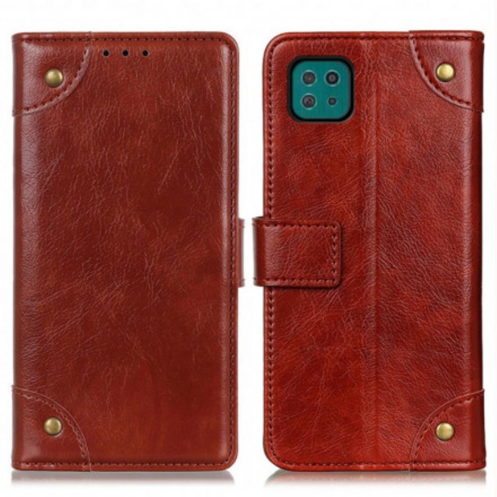 Folio-hoesje voor Samsung Galaxy A22 5G Vintage Nappaleereffect