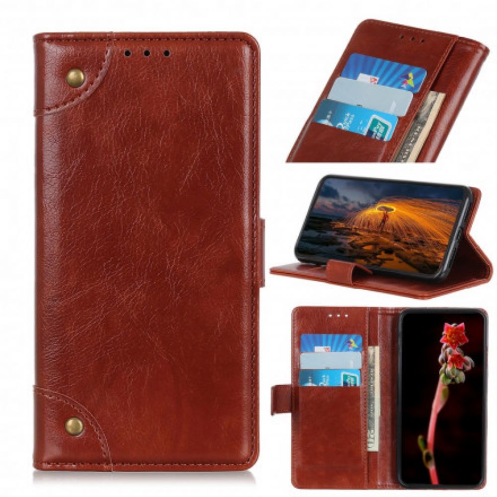 Folio-hoesje voor Samsung Galaxy A22 5G Vintage Nappaleereffect