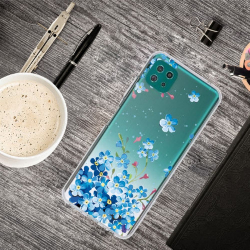 Hoesje voor Samsung Galaxy A22 5G Blauwe Bloemen