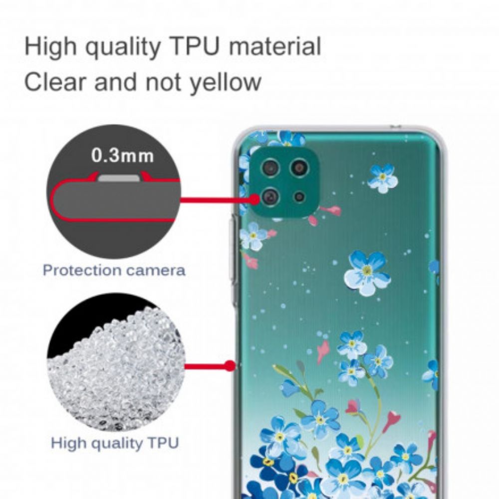 Hoesje voor Samsung Galaxy A22 5G Blauwe Bloemen