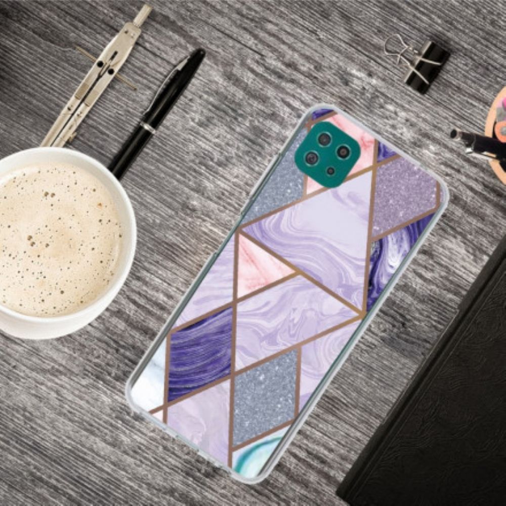 Hoesje voor Samsung Galaxy A22 5G Geweigerd Geometrisch Marmer