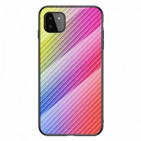 Hoesje voor Samsung Galaxy A22 5G Koolstofvezel Gehard Glas