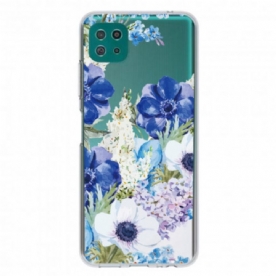 Hoesje voor Samsung Galaxy A22 5G Naadloze Aquarel Blauwe Bloemen