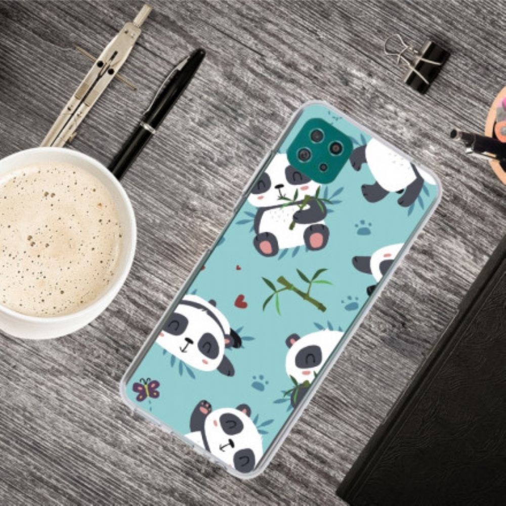 Hoesje voor Samsung Galaxy A22 5G Stapel Panda's