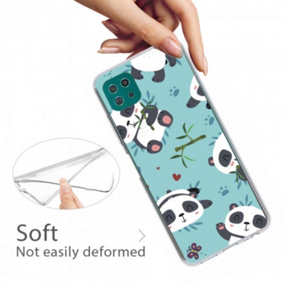 Hoesje voor Samsung Galaxy A22 5G Stapel Panda's